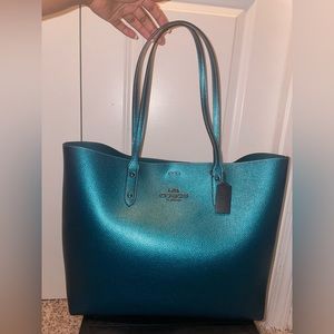 Coach Metallic Teal Market Tote